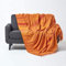 Homescapes Chenille-Tagesdecke, orange, Wohndecke 150 x 200 cm, Sofaüberwurf/Plaid aus 100% Baumwolle mit Fransen, orange gestreift