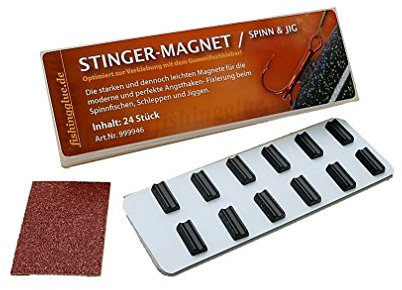 fishingglue.de Stinger Magnet Spinn & Jig, 24 Stück-Pack; zum Verkleben mit dem Gummifischkleber an Gummiködern