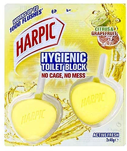 Harpic Hygienic Toilet Block Citrus & Grapefruit Splash, 2 x 40g