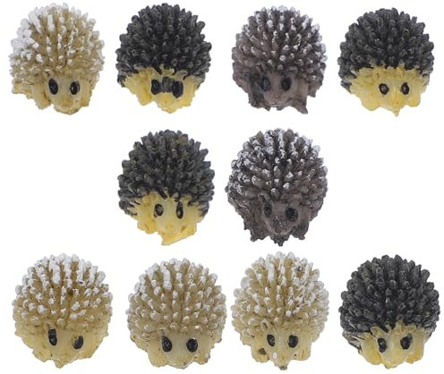 10 Stück Gartendeko Gartenfigur Mini Igel aus Harz