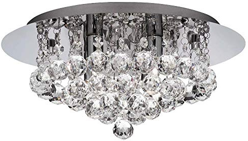 Searchlight 3404-4CC Moderne Deckenleuchte mit 4 Leuchten, mit Chrom-Rückplatte, benötigt 4 x 33 W, LED-kompatibel, 35 cm