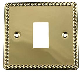ElekTek Brass Georgian Rope Single Light Switch Polished Metal Cover Plate Conversion - No Wiring or Switch Removal Necessary