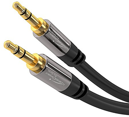 KabelDirekt – Aux-Audio-Klinkenkabel 3,5mm – 4,5m – Metall | 3,5-mm-Stereo-Audiokabel für Kopfhörer, Handy, PC, Auto & HiFi – vergoldete Stecker, mehrlagig geschirmt, flexibel