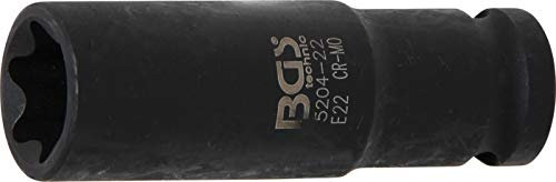 BGS 5204-22 | Douille à choc, profil E, longue | 12,5 mm (1/2) | E22