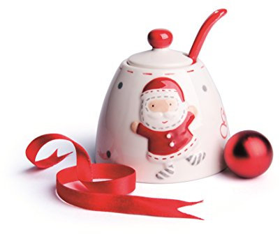 Excelsa Xmas Country Style Sucrier en céramique Blanc/Rouge