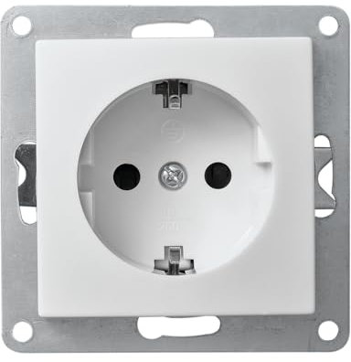 McPower Schutzkontakt-Steckdose | FLAIR | 250V~/16A, UP, 1-fach Unterputzsteckdose Schraubanschluss Einzelsteckdose mit Einsteckschutz, weiß matt