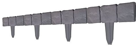 Beetumrandung Rasenkante Beeteinfassung Raseneinfassung Palisade Steinoptik Grau - 10 Meter Länge (4X Sets)