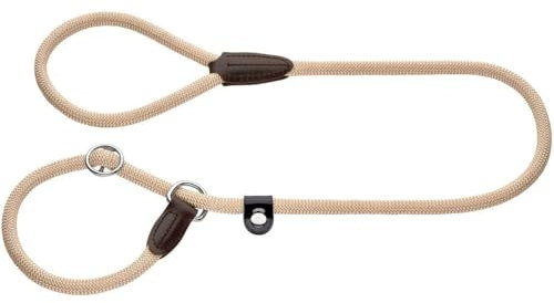 HUNTER Retriever-Hundeleine FREESTYLE, Farbe: beige, integrierte Halsung, stufenlos verstellbar, witterungsbeständig, pflegeleicht, griffig, robustes Tau mit Ledertipps, Größe: 8/170