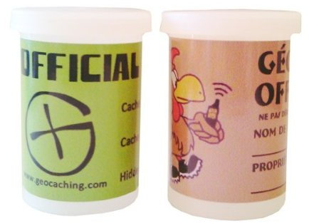 Geocaching – Abdeckung Kanister – Weiß Option Sticker Offizielle Geocache sand