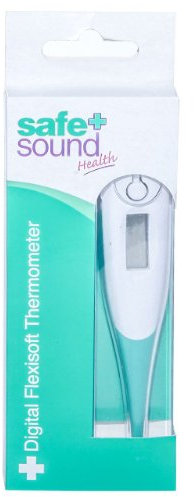 Safe and Sound Flexible Tip Digital Thermometer for Adults, Children and Babies Oral, Underarm or Rectal Temperature Readings. Batteries Supplied