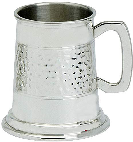 I LUV LTD Jarra de Peltre Medio Hecho a Mano Medio Martillado Fino Medio Pinta de Peltre Inglés