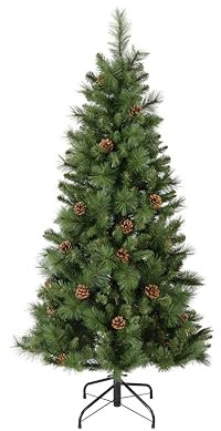 Everlands Norwich Artificial Christmas Tree_with Pine Cones_150cm_conical Shape_Stable Metal Base_358 PVC Tips_Diameter 84cm, Mehrfarbig