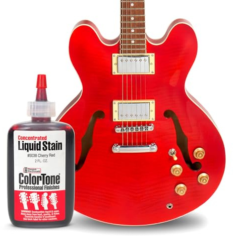 ColorTone konzentrierte Gitarrenbeize Cherry Red für Holzfinish | Kräftiger Rotton für transparente bis intensive Farbaufbauten; mischbar und dosierbar für individuelle Gitarrenfinishes.