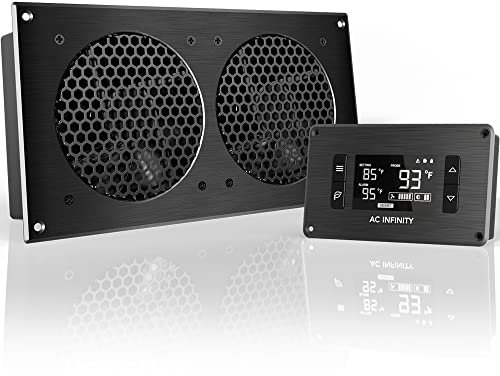 AC Infinity AIRPLATE T7, Quiet Cooling Fan System with Thermostat Control, for Home Theater AV Cabinets
