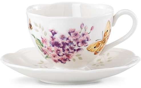 Lenox Sulphur Cup/Saucer Butterfly Meadow Orange Schwefel Tasse/Untertasse, Porzellan, 0, 2 Count (Pack of 1)