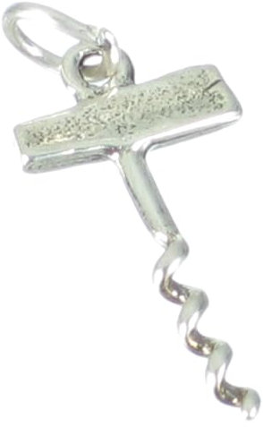 Tire-bouchon en argent sterling .925 x 1 charmes de tire-bouchon de bouteille de vin