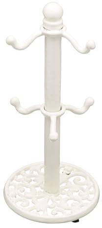 KitchenCraft Traditional-Style Cast Iron Mug Tree Stand, Cream, 35.5 cm, White