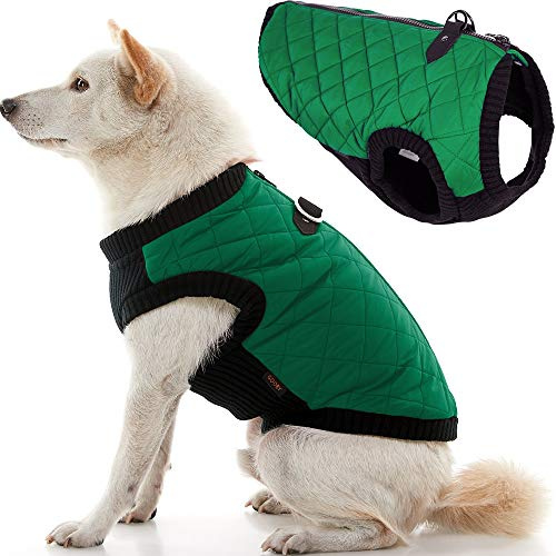Gooby Fashion Winter Dog Vest - X-Large Green - Warm Zip Up Bomber with Dual D-Rings - Water Resistant Small & Medium Dog Sweater