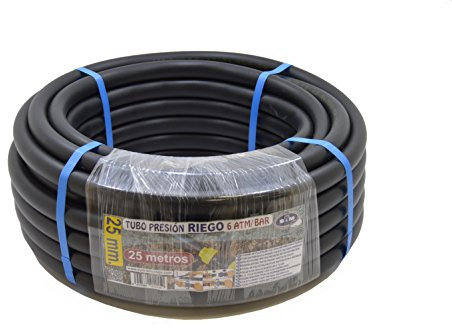 S&M 012150 - Tubo da irrigazione in polietilene, 25 x 6 ATM, 25 m, Colore Nero