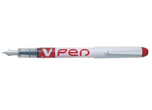 Pack of 12 Pilot V-Pen Disposable Fountain Pen - Line Width 0.4 mm - Red Liquid Ink