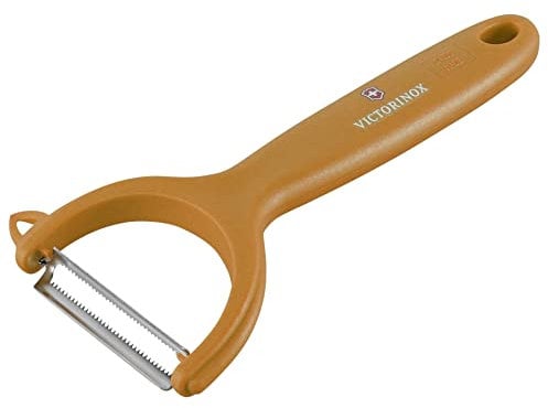Victorinox, pela-verdure per pomodori e kiwi con lama seghettata in acciaio inox a doppio taglio, arancione
