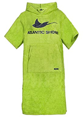 ATLANTIC SHORE | Surf Poncho | Badeponcho mit Kapuze aus 100% Baumwolle | Unisex | Basic für Erwachsene