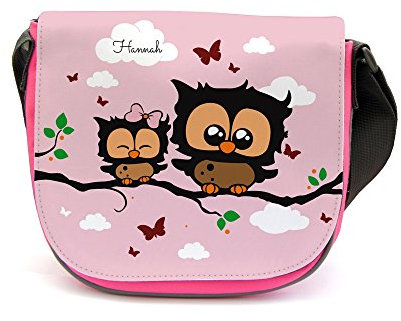 ilka parey wandtattoo-welt Kindergartentasche Kindertasche Tasche Eulen Eulchen auf Zweig mit Wunschnamen kgt15