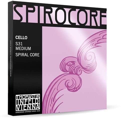 Thomastik 641231 Saiten für Cello Spirocore Spiralkern, Satz 4/4 mittel Chrom