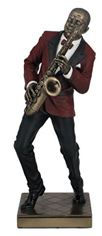 Statue für Saxophonspieler, Kaltguss, 29,5 cm, bronzefarben