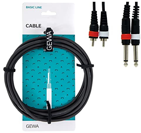 Gewa, Double câble Basic Line, 6m, noir, 2x 6,3 mm Jack mono - 2x RCA