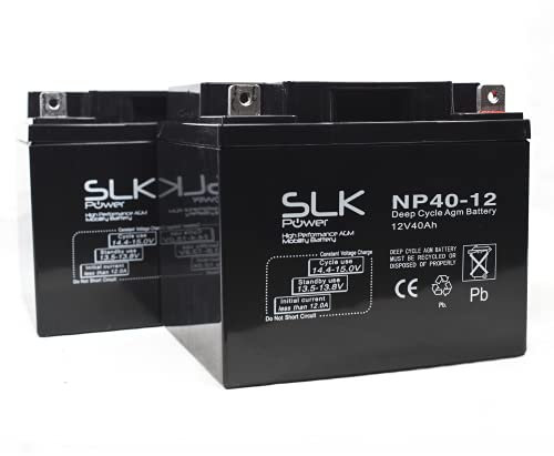 SLK Power Mobility Scooter AGM Battery Pair of 2 x 12v 40ah Reliable And Long Lasting Replacement Batteries For Electric Scooters And Wheelchairs