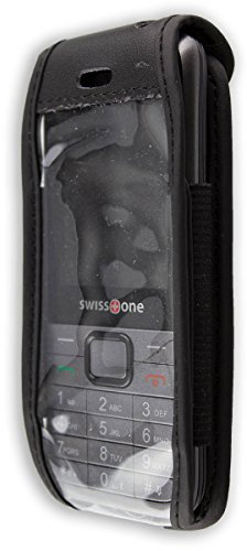 caseroxx Ledertasche mit Gürtelclip für Swisstone SC560 in schwarz – robuste Handy-Tasche mit Sichtfenster & Gürtelclip aus Echtleder, ideal für Beruf, Freizeit, Outdoor & sicheren Transport