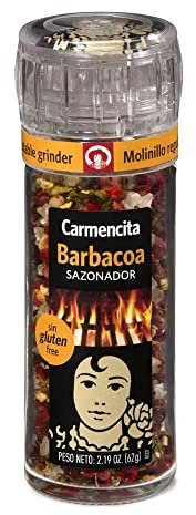 Carmencita Molinillo Sazonador Barbacoa, Sin Gluten, Molinillo de Cristal con Molienda regulable 58g