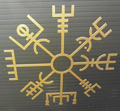 Isländisch Rune Tumblr Vegvisir Vinyl Aufkleber (Golden)