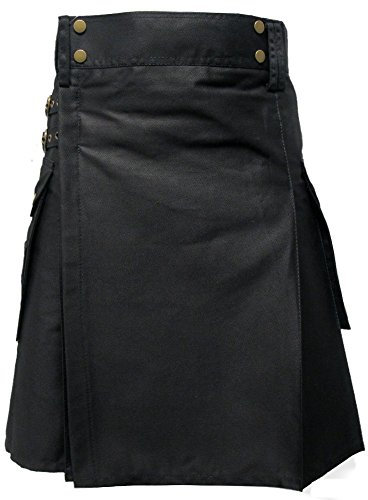 Tartanista - Herren Taktischer Cargo-Kilt mit Taschen - Schwarz - 111 cm Taillenweite; 58,5 cm Länge (Herstellergröße: 44)