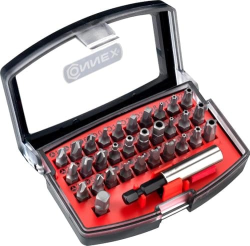 Connex Bit-Set 32-teilig - Aus Silizium-Molybdän-Stahl - Gängige Standard-Bits - In praktischer Kunststoffbox / Bit-Satz für Schaubarbeiten / Bit-Sortiment / Schrauber-Bits / COXB973732