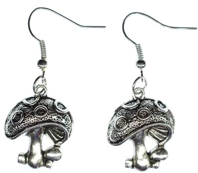 Miniblings Pilz Pilze Fliegenpilz Ohrringe Hänger Mushroom Märchen Wald silber - Handmade Modeschmuck I Ohrhänger Ohrschmuck versilbert