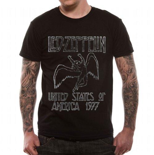 Loud Led Zeppelin USA `77 Men's T-Shirt, Black, Small