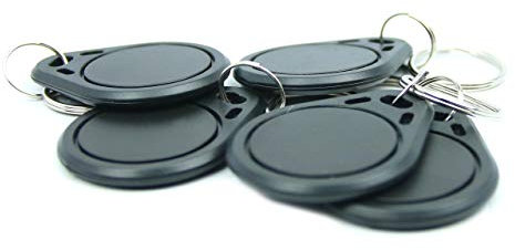 NFC Anhänger, 40x32mm, 924 Byte, schwarz, optimal für Kontaktdaten/Profilsteuerung (WLAN, Bluetooth, Apps), kompatibel mit Allen NFC Smartphones und Tablets, 5 Stück