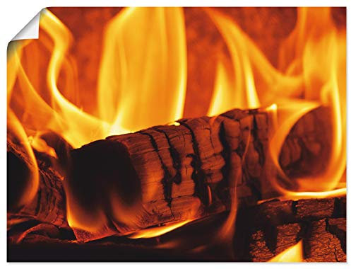ARTLAND Wanddeko Poster & Kunstdrucke Wandposter 60x45 cm Kaminfeuer Feuer und Flamme Holz Kamin Ofen Wärme Q4WR