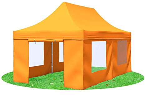Stabilezelte Faltpavillon 3x6 Meter Premium mit Fensterseiten Orange