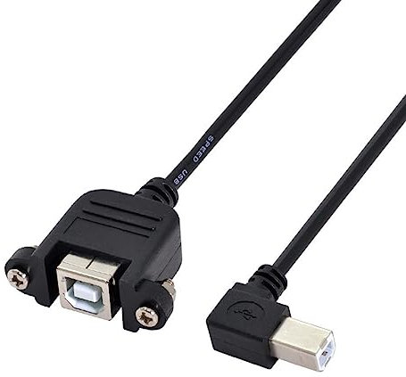 Chenyang CY Câble d'extension USB 2.0 type B mâle vers type B femelle avec vis pour montage sur panneau 50 cm coudé à gauche à 90 degrés