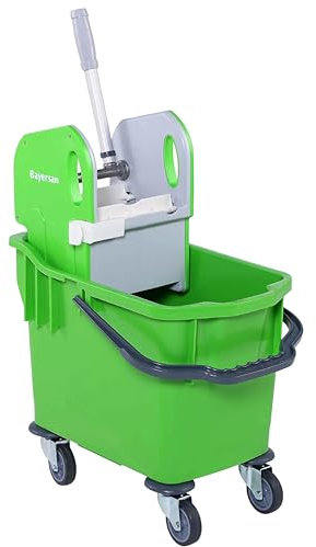 Bayersan Kentucky Mop Bucket With Wringer | Commercial Mop Buckets | Industrial Mopping Supplies (25 litres, Green)