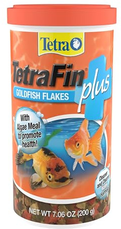 TetraFin Plus Goldfish Flakes 7.06 Ounces, Balanced Diet, With Algae To Promote Health