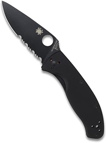Spyderco Men's Tenacious Black Blade Serrated, Schwarz, small