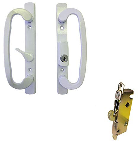 Corredera de cristal Patio puerta pomo para puerta con cerradura para, color blanco, llave, 3 – 15/16 tornillo agujeros por TechnologyLK