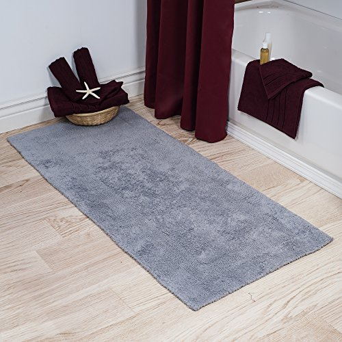 Lavish Home Reversible Long Bath Mat, Silver, 60” x 24”