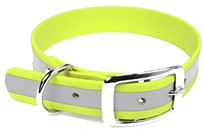 LENNIE BioThane Halsband, Dornschnalle, 19 mm breit, Größe 22-28 cm, Neon-Gelb-Reflex