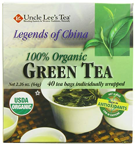 Uncle Lee's Tea Organic Green Tea, 40-Count Boxes (Pack of 6)