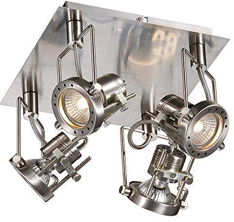 Dapo Wandleuchte- Deckenleuchte Spot JET-LINE, nickel, Deckenplatte D: 23x23 cm, Decken-Büro-Strahler-Spot-Leuchte-Lampe